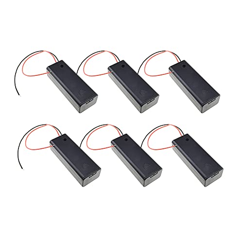 Boscoqo Battery Holder 1x1.5V AA with Lead Wire Switch Clip Flat Bottom Stuck Tightly Save Battery Life Not Leak Corrode Pop Out Long Spring for DIY Electronics Black Plastic Assorted 6 Pack
