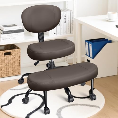 Image of AreShark Cross Legged Office Chair with Wheels, Kneeling Meditation Wide Criss Cross Swivel Ergonomic Chair with Back Support&Adjustable Height, ADHD Stool with Rotating Footrest for Yoga Home Office