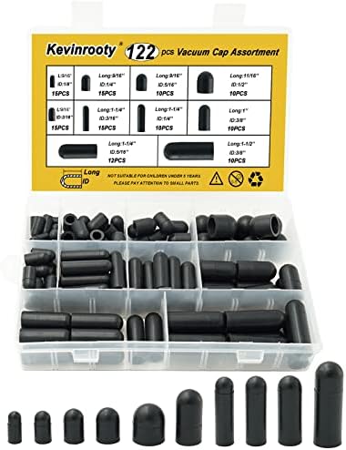 Kevinrooty 122 Pieces Rubber Vacuum Cap Assortment 10 Sizes Vacuum Cap ID from 1/8" to 1/2" Sizes– Automotive Carb Line & Hose Caps Kit for Carburetor, Manifold, & More