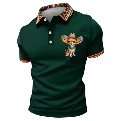 Chemise pour homme avec drapeau mexicain polo d'été col en V coupe droite