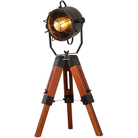 Lámpara de Pie B-LED BARCELONA LED Metal Madera 40W Negro 61cm Cover