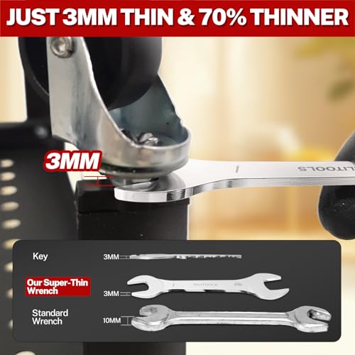 Image of BILITOOLS Super-Thin Wrench Set, 9 Piece SAE Open End Wrench Set | Including 1 /4, 9 /32, 5 /16, 3 /8, 11 /32, 13 /32, 7 /16, 1 /2, 19 /32, 5 /8, 9 /16, 11 /16, 3 /4, 13 /16, 7 /8, 15 /16, 1, 1-1 /16