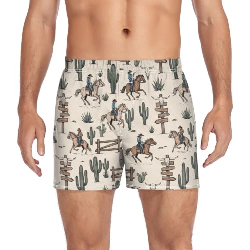 Image of Men's Boxer Shorts Cotton Loose Underwear with Button Fly