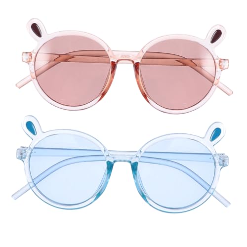 BESPORTBLE Fashionable Kids Sunglasses Bear Ear Design Blue Light Blocking Round Frame Perfect for Beach Photo Props