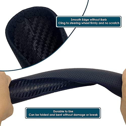 Image of AutoBizarre Car Anti Skid Non Slip Black Leather Steering Wheel Grip Covers Decoration Universal for All Cars - Set of 2 pcs