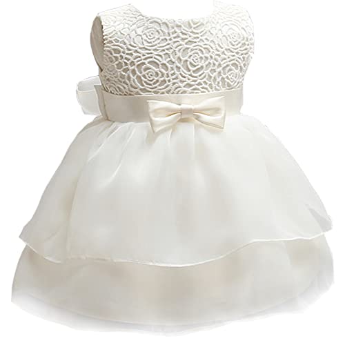 Babycheer Christening Dress Baby Girls Ruffle Lace Skirt Baptism Dedication Blessing Gown Flower Girl Sleeveless Dresses (15-20 Months) #TOP16