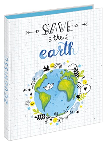 VELOFLEX 4144981 - Zeugnismappe Save the earth DIN A4, Ringbuch für Zeugnisse, mit 4-Ring-Mechanik, aus recyclebaren Karton, 1 Stück