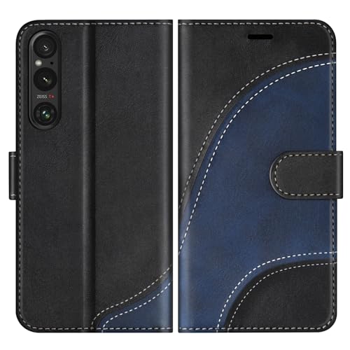 BoxTii Coque pour Sony Xperia 1 V, Housse en Cuir PU Pochette de Portefeuille, Magnétique Étui de Protection Housse Coque pour Sony Xperia 1 V, Noir