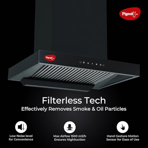 Pigeon Atmos 60 cm T-Shape Kitchen Chimney 1500 m3/hr suction | Touch & Gesture Control | Filterless Tech + Heat Auto Clean | 7 years warranty on... - Image 5