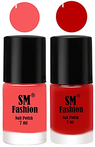 Image of Long Lasting Nail Polish | Nail Paint Combo 7 ml Each) - Set of 2 Light Pink-Red
