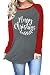 MNLYBABY Women Merry Christmas Leaf Baseball T-Shirt Long Sleeve Letters Print O-Neck Casual Tees size US S/Tag M (Gray)