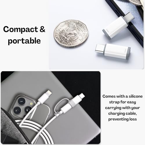 Image of TecoKart Type C Male to Lightning Female Adapter | USB C Converter for Charging | Type C Compatible with iPhone, iPad, Android & Type C Devices, with Lanyard