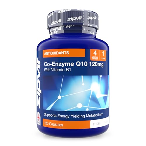Co-Enzyme Q10 120mg with Added Vitamin B1, 120 Capsules. 4 Months Supply. Supports Normal Heart Function and Energy Production.