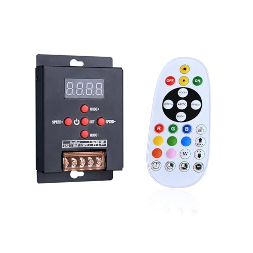 BENLUN IC LED Strip Lights Remote Control, DC 5V-24V Dimming Controller for 3 Wire RGB+IC COB WS2811, Remote Dimmer Switch Controller, Up to 338 Modes to Control up to 2048 ICS