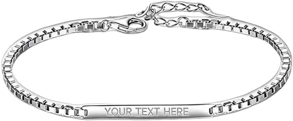 S925 Silver Plated Couple Bracelets – Engraved Custom Name Jewelry, Personalized Gift for Her, Hypoallergenic Gift for Anniversary, Valentine's Day