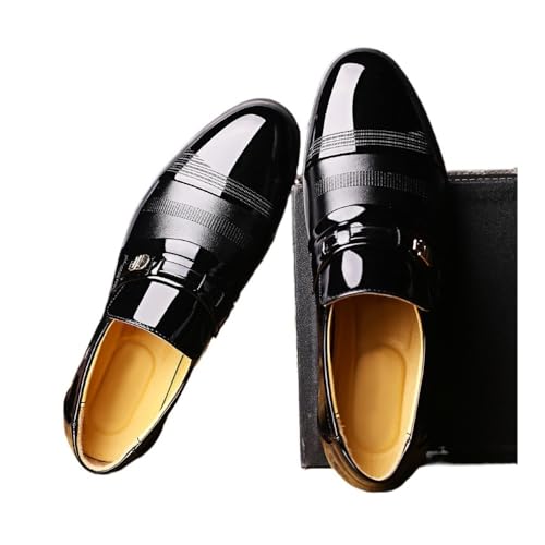 Men's Business Leather Shoes with Height Increase in Summer Hollow Men's Casual Shoes Oxfords(Black,8)3