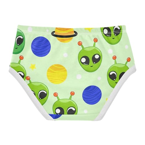 Cotton Toddler Underwear Floral Cute Green Alien Faces Planet Girl Panties Cute Aesthetic Briefs Undies Kids 2t2
