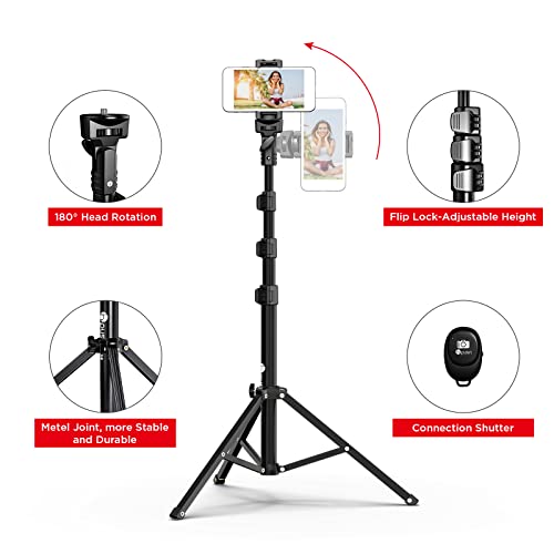 Hpusn Phone Tripod Stand: 48 Inches Extendable Cell Phone Tripod, Selfie Stick For Iphone & Android Phone, Heavy Duty Aluminum & Lightweight #TOP4