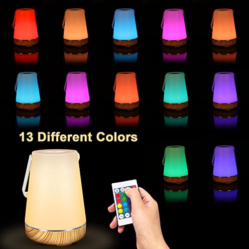 bnehhov lampe de chevet veilleuse enfant 13 couleurs rgb lampe led nuit tactile usb rechargeable lampe de table portable télécommande lampes de chevet minuterie pépinière lamp rouge sos lampe