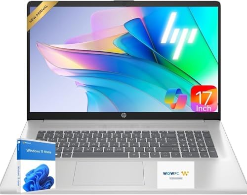 HP 17 Inch Laptop 2026 Edition, AMD Ryzen 5 7430U 6-Core Processor, FHD IPS Display, 8GB RAM, 256GB SSD, Large Screen, Windows 11 with Office 365 for The Web, w/o Mouse