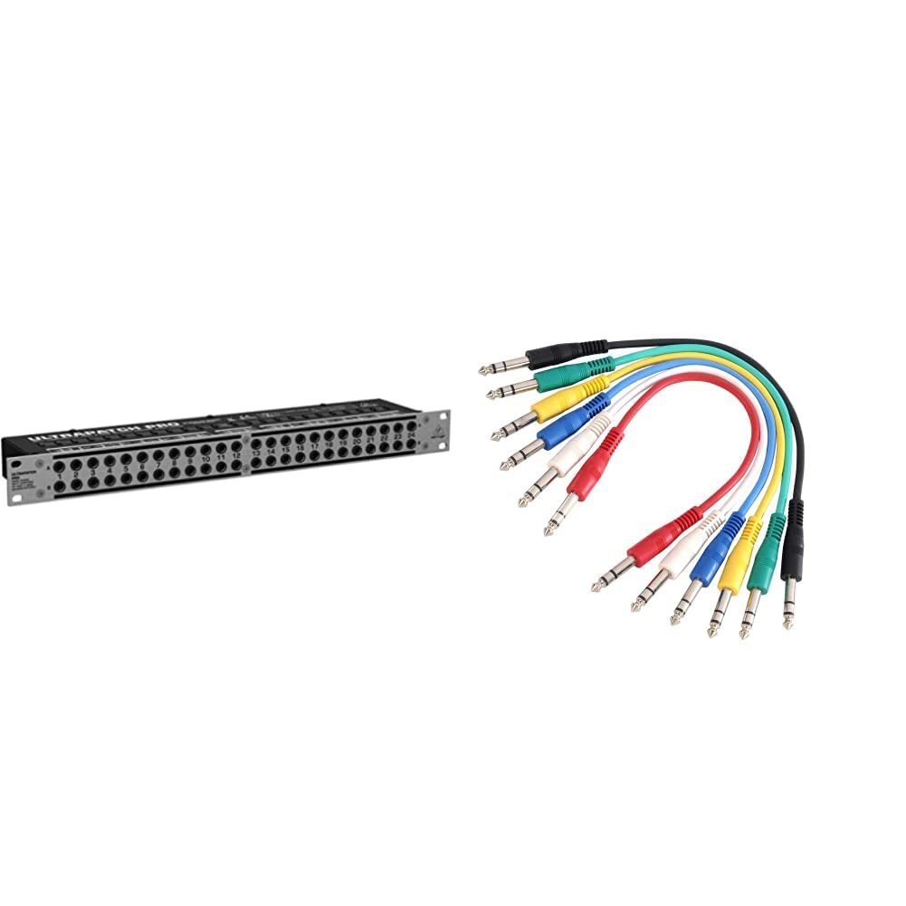 Behringer ULTRAPATCH PRO PX3000 Multifunktionales 48-Punkt 3-Mode Balanced Patchbay & Adam Hall 3 Star Series Verlängerungskabel, 6.3mm Stereo Klinke, 0.6m