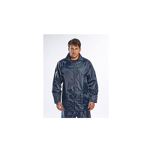 Portwest S440 Herren Leichte Wasserdichte Klassische Regenjacke Marineblau, 4XL