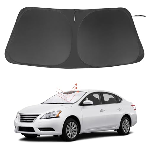 Image of Windshield Sun Shade Custom Fit for 2014 2015 2016 2017 2018 2019 Nissan Sentra Accessories Foldable Sunshade Sun Blocker Protect Car from Sun Rays & Heat Damage Keep Car Cooler