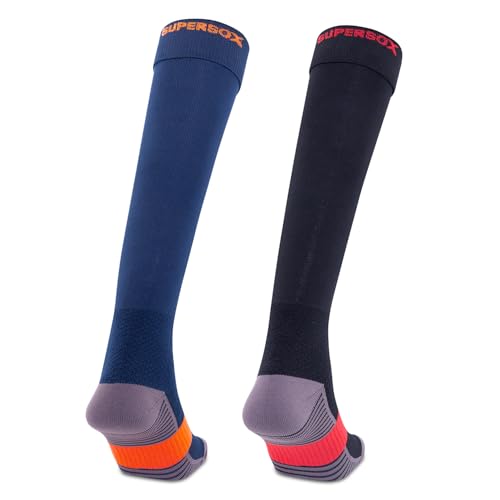 Image of Supersox Unisex Kid's Football Socks - Knee Length Socks with Cushioned Sole, Odour Free & Superior Grip Uniform Stockings for Football /Soccer, Pack of 2