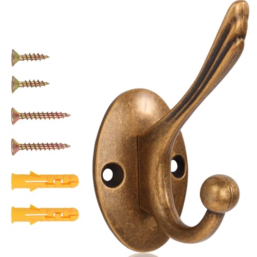 Vicycmc Antique Brass Heavy Duty Wall Hooks – 6 Pack