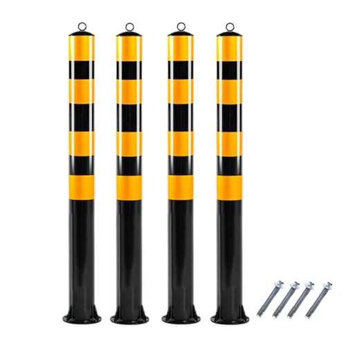 パーキング・バー 100cm 120cm セキュリティ駐車柵ポスト、反射金属交通標識ポスト、付属品を含む 高さ)(4pcs,100cm (39 3/8in) Height)