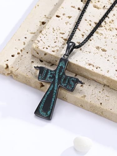 KiiKii Cross Necklace for Men Women 925 Sterling Silver St Joseph Medal Jesus Pendant Catholic Jewelry Gifts for Birthday Anniversary Christmas2