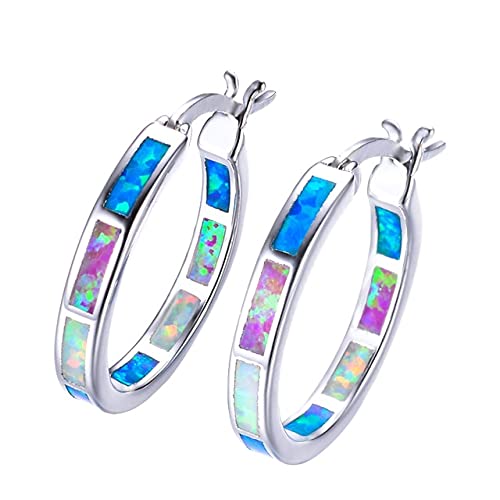 Boucles d'oreilles opale multicolore - Cadeau bijoux fins pour femme