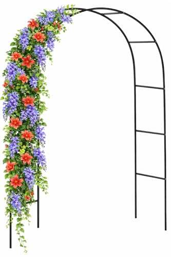 Garden Mile Garden Arch 2.4m – Heavy Duty Steel Garden Arbour Frame, Weather Resistant Metal Arch for Climbing Plants, Roses, Vegetables & Outdoor Garden Archway Decor