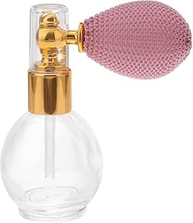 زجاجة عطر 15 مل بخاخ قصير قابلة لاعادة الملء فارغة من الزجاج لبودرة الجسم والوجه والجليتر للمنزل والسفر (روز جولد)