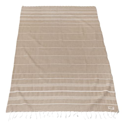 Luxurious Turkish Cotton Beach Towel Set 1 Pack - 39X71 Inches, Large & Oversized, Quick Dry & Sand-Free Travel Towels - Perfect For Pool, Beach, Travel & More - Stylish & Soft Cotton Towels Beige #TOP4