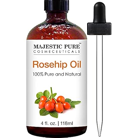 Rosehip Oil for Face, Nails, Hair and Skin From Majestic Pure - 100% Pure, Organic Cold Pressed Premium Rose Hip Seed Oil, 4 oz Cover