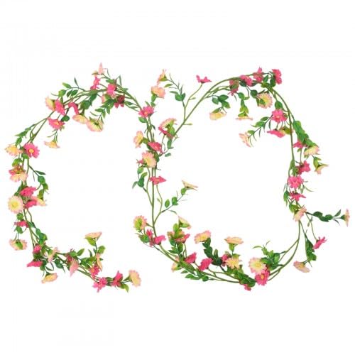 Ehuihuan Kunstblumen Blumengirlande Deko - 2,1 Meter Lang Gänseblümchen Rebe Outdoor Wetterfest, Hängende Kunstpflanze für Balkon, Hochzeitsbogen und Garten Dekoration