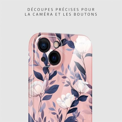 Coque iPhone 13 fleurs Blanc Rose avec protection de caméra intégrée - 7