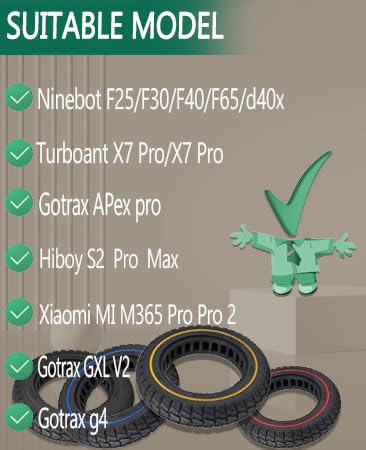 GLDYTIMES Pneu sólido de 25 cm, rodas de scooter elétrica de 25 x 2/54-152, 25 x 5,125, pneu de subs