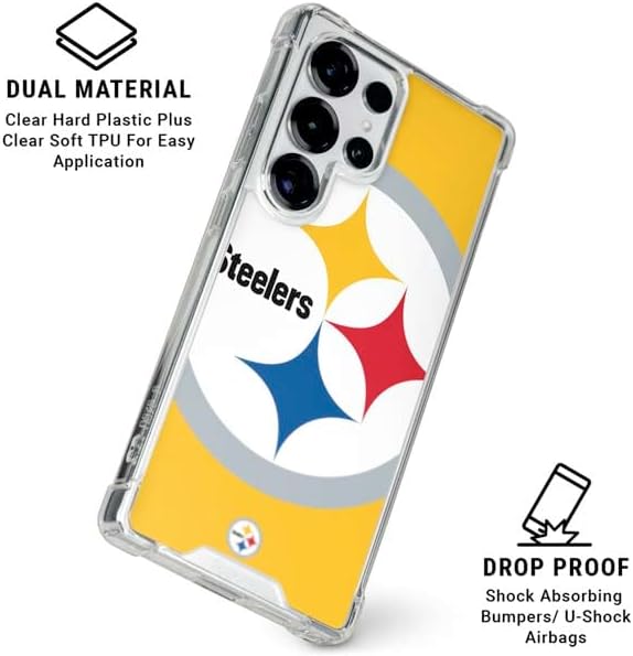 Skinit Clear Phone Case Compatible with Galaxy S25 Ultra - Officially Licensed NFL Pittsburgh Steelers Large Logo Design