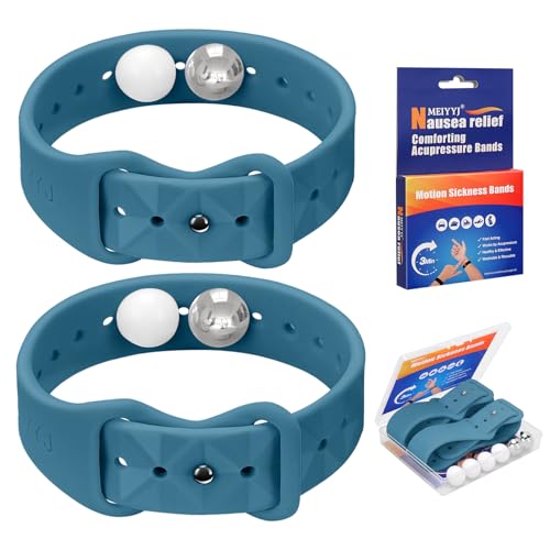 Image of Motion Sickness Bands for Adults and Kids Sea Wristbands for Cruise Travel Wristband, Natural Relief Wristbands，Sea Bands for Pregnancy Women(1 Pair Blue)