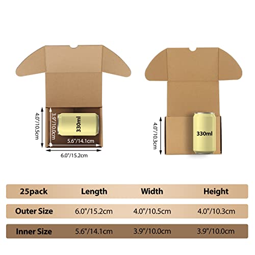 RLAVBL 25 Stück Braune Kartons - Versandkartons 15,3 x 10,2 x 10,2 cm - Ideal für den Versand von Kleinartikeln, Spielzeug & kleinen Geschenken