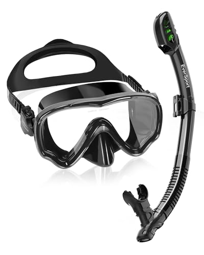 Set de Snorkel para Adultos EverSport con Máscara de Vista Panorámica 180° y Tubo Seco Antifugas miniatura 1