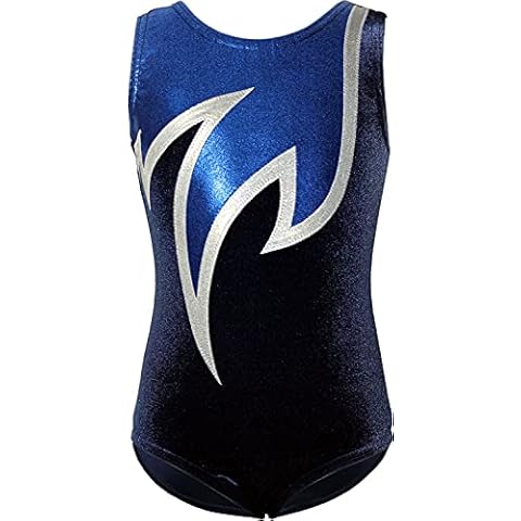 Gymnastikanzug Java Stretch Velvet & Glitzerlycra Turnanzug Mädchen Samt Kurzarm Kinder Turnbody Gymnastiktrikot Turntrikot Turn Gymnastik Trikot, Größe:152, Farbe:Blau/Weiß/Royalblau Cover