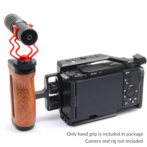 Image of Yantralay Wooden Side Handle Grip for Camera Cage | Cold Shoe Mount, 1 /4 inch & 3 /8 inch ARRI Thread | Left & Right-Hand Ergonomic Grip | DSLR Accessories