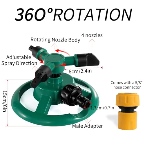 2 Pack Sprinklers for Yard, 360Rotating Lawn Sprinkler, Sprinklers for Yard Large Area, Lawn Sprinklers, Powerful and Even Watering for Lawns and Gardens