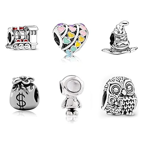 MSF Alloy Eternity Heart Wizard Hat Train Owl Dangle Charms Beads fits DIY Bracelets Necklace Cover