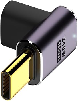 40Gbps 90 Degree USB C Adapter, Right Angle USB Type C Extender 240W PD Fast Charging with Pilot lamp Support Thunderbolt 4/3, 8K@60HZ/4K120HZ USB4.0 40Gbps/USB3.1 10Gbps B