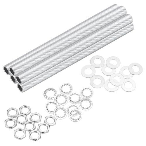 Image of MECCANIXITY 35Pcs 5.9 inch Lamp Pipe Kit with Nuts Washers 1 /8IP Thread Fasteners Assortment for Chandelier Ceiling Light Repair Assembly DIY Hardware