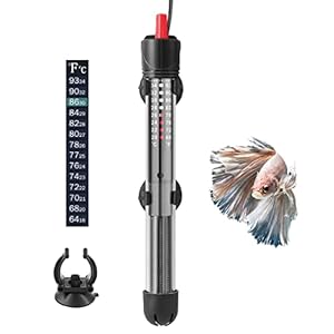HITOP HP-608 Submersible Aquarium Heater 100W 200W 300W With Thermometer and Extra Sucker Cup (100W)